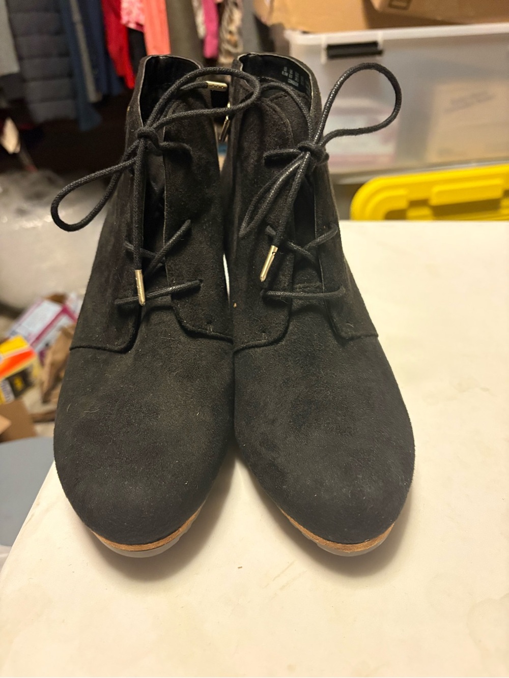 Dr. Scholl's Black Suede Lace-Up Ankle Boots